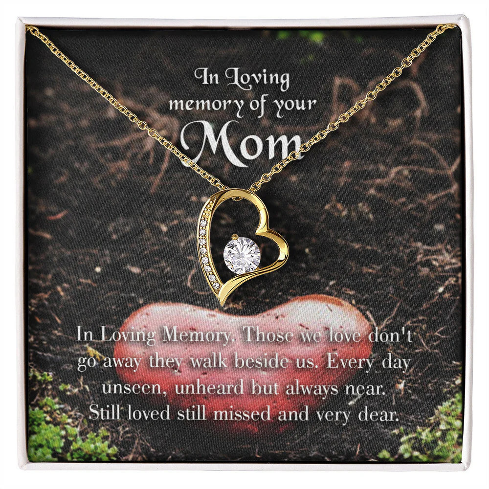 Mom Loving Memory Forever Love CZ Heart Necklace White Gold Luxury Box
